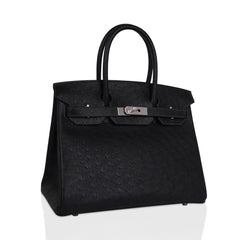 Birkin HSS 30 Bag Black (Noir ) Ostrich Palladium Hardware