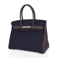Special Order HSS Birkin 30 Bag Blue Nuit & Etain Togo Leather with Brushed Palladium Hardware