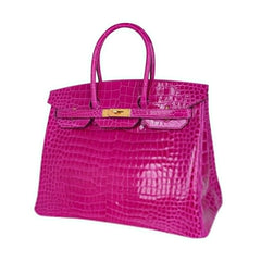 Birkin 35 Rose Scheherazade Porosus Crocodile Bag Gold Hardware
