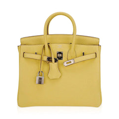 Birkin 25 Bag Jaune Poussin Togo Leather with Palladium Hardware