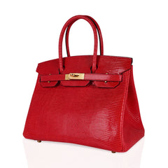 Birkin 30 Bag Rouge Exotique Lizard Limited Edition Gold Hardware Rare