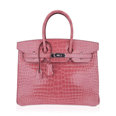 Birkin 35 Rose Indien Porosus Crocodile Bag – Rare Retired Color