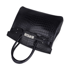 Birkin HSS 30 Matte Porosus Crocodile Black / Rose Pourpre Bag