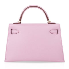 Kelly 20 Mini Sellier Bag Mauve Sylvestre Epsom Permabrass Hardware