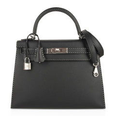 Kelly 28 Bag Black Un Point Sur Deux Veau Graine Monsieur Limited Edition