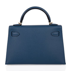 Kelly 20 Mini Sellier Bag Deep Blue Epsom Leather Gold Hardware