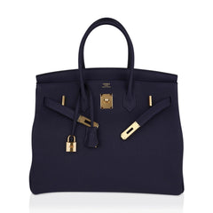 Birkin 35 Bag Blue Nuit Gold Hardware Togo Leather