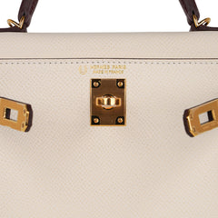 Special Order HSS Mini Kelly 20 Sellier Bag Nata & Bordeaux Epsom Leather with Gold Hardware