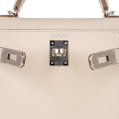 Kelly 20 Mini Sellier Bag Craie Epsom Leather Palladium Hardware New w/Box