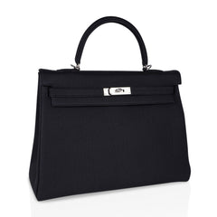 Kelly 35 Bag Black Retourne Togo Palladium Hardware New