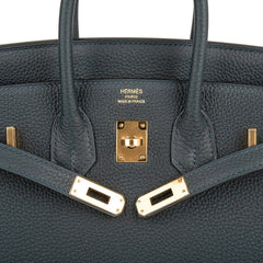 Birkin 25 Bag Vert Rousseau Togo Gold Hardware