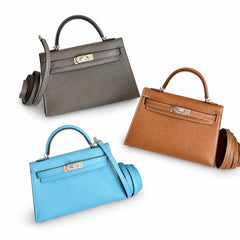 âˇKelly mini 2nd generation collectionđ´Picture 19cm Epsom palm print leather silver buckle series
