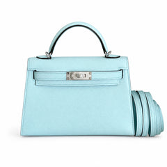 âˇKelly mini 2nd generation collectionđ´Picture 19cm Epsom palm print leather silver buckle series