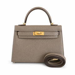 âˇKelly mini 2nd generation collectionđ´picture 19cm Epsom palm print leather gold buckle series