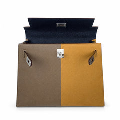 Customer orderškelly25 sesame color with elephant gray interior with midnight blue epsom frosted silver buckle handmade