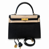 kelly32cm, ck89/Black, Epsom, gold, all handmade‼ ️Kelly 32cm, black, palm print, gold buckle, high-end handmade exclusive customization‼ ️Purely hand-made nails, hand-engraved hardware, fine steel Di