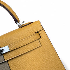 Customer orderškelly25 sesame color with elephant gray interior with midnight blue epsom frosted silver buckle handmade