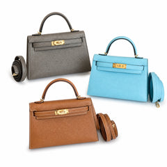 âˇKelly mini 2nd generation collectionđ´picture 19cm Epsom palm print leather gold buckle series