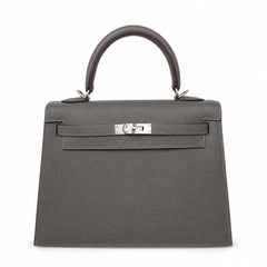Custom orderškelly25 pewter gray epsom silver buckle fully handmade with wax thread
