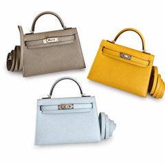 âˇKelly mini 2nd generation collectionđ´Picture 19cm Epsom palm print leather silver buckle series