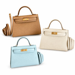 âˇKelly mini 2nd generation collectionđ´picture 19cm Epsom palm print leather gold buckle series