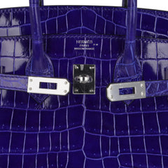 Birkin 25 Bag Blue Electric Crocodile Vivid Jewel Palladium Hardware