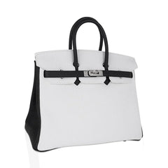Birkin HSS 25 Bag White w/ Black Brushed Palladium Hardware