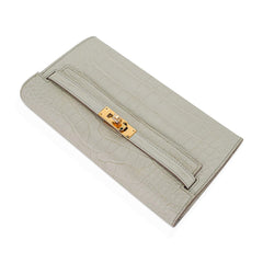 Kelly Classique To Go Wallet Beton Matte Alligator Gold Hardware