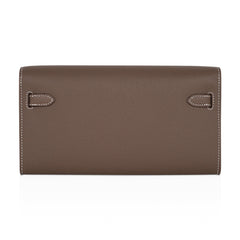 Kelly Classique To Go Wallet Etoupe Epsom Palladium Hardware New w/Box