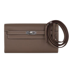 Kelly Classique To Go Wallet Etoupe Epsom Palladium Hardware New w/Box