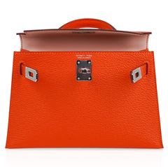 Kelly 20 Mini Sellier Bag Orange Feu / Rose Eglantine Chevre Bi-Color New w/Box