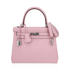 Kelly 25 Bag Rose Sakura Swift Leather with Palladium Hardware