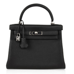 Kelly 28 Bag Black Retourne Togo Palladium Hardware