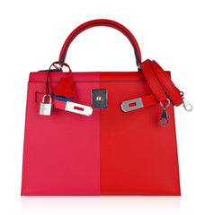 Kelly 28 Casaque Sellier Bag Rouge de Coeur/Rose Extreme Limited Edition