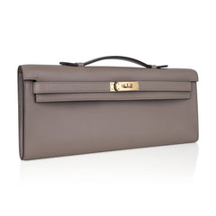 Kelly Cut Bag Gris Asphalte Gray Clutch Swift Gold Hardware