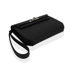 Kelly Depeches 25 Pouch Bag Black Galop D’Leather with Palladium Hardware