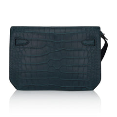 Kelly Depeches 25 Pouch Vert Rousseau Matte Alligator Palladium Hardware