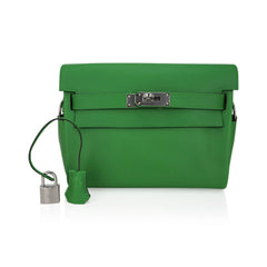 Kelly Messenger 25 Bag Vert Yucca Evercolor Leather with Palladium Hardware