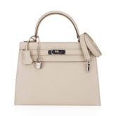 Kelly 28 Bag Sellier Craie Epsom Leather with Palladium Hardware