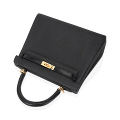 Kelly Touch 25 Retourne Bag Black Lizard Togo Leather Gold Hardware
