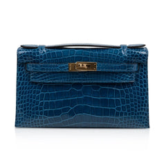 Kelly Pochette Mykonos Alligator Gold Hardware