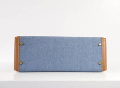 Kelly 35 Bag Vintage Denim and Barenia Sellier Gold Hardware Superb