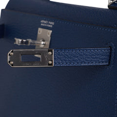 Special Order HSS Verso Mini Kelly 20 Sellier Bag Deep Bleu & Bleu Izmir Epsom Leather with Palladium Hardware