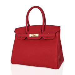 Birkin 30 Bag Lipstick Rouge Vif Togo Leather with Gold Hardware