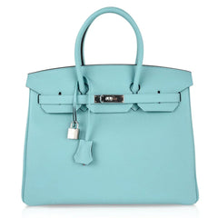 Birkin 35 Bag Fresh Blue Atoll Togo Palladium Hardware