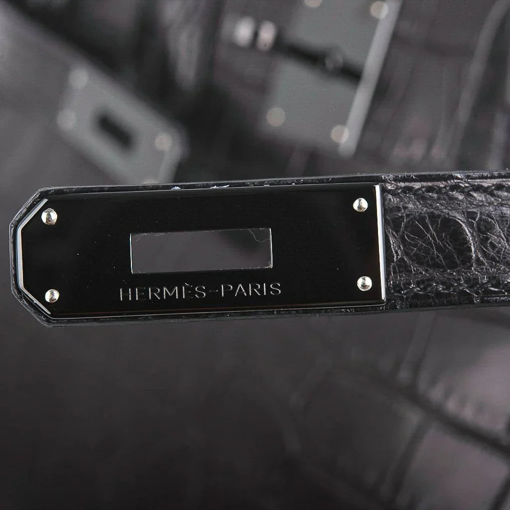 Birkin 35 Bag So Black Limited Edition Matte Black Alligator