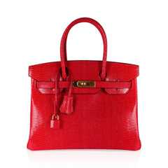 Birkin 30 Bag Rouge Exotique Lizard Limited Edition Gold Hardware Rare