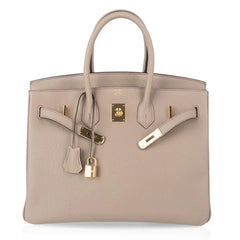 HSS Tri-Color Birkin 35 Gris Tourterelle Blue Paon & Purple Stitching Special Order Bag