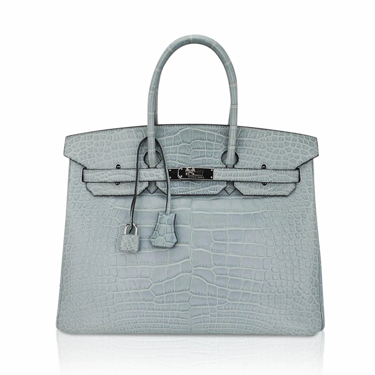 Limited Edition Birkin 35 Bag Ciel Matte Alligator with Palladium Hardware