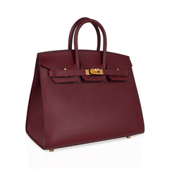 Birkin 25 Bag Sellier Rouge H Gold Hardware Veau Madame Leather
